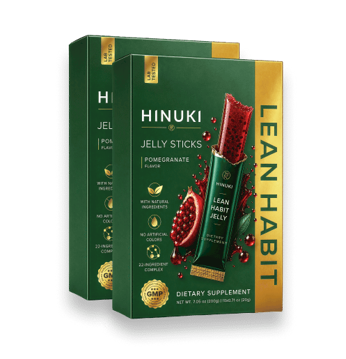 Conjunto de 2 packs Hinuki — duas caixas verdes de sticks de geleia Lean Habit